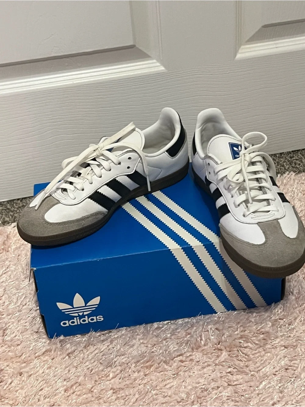 adidas Samba Kids Leather Sneaker - White, Black, Gray